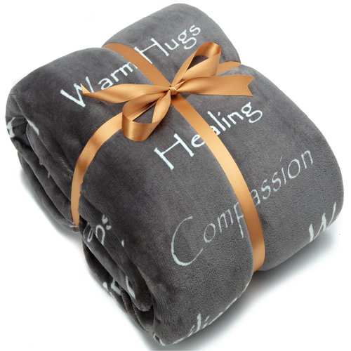 Chanasya Premium Healing Hugs Gift Throw Blanket - for Hope Support Comfort Encouragement Sympathy - Breast Cancer Chemo Surgery Get Well Soon Caring Gift - Patient Women Men Friend (Twin) Gray
