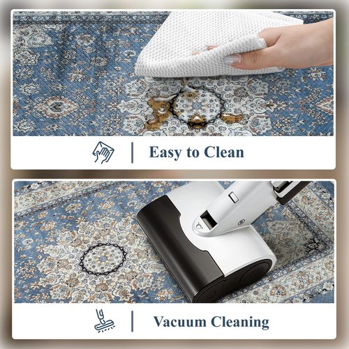 Collive Cushioned Kitchen Floor Mats, Anti Fatigue Kitchen Mats for Floor Non Slip Waterproof Sink Rugs, Comfortable Standing Desk Mat for Office, Laundry Room, 17"x47"-Blue