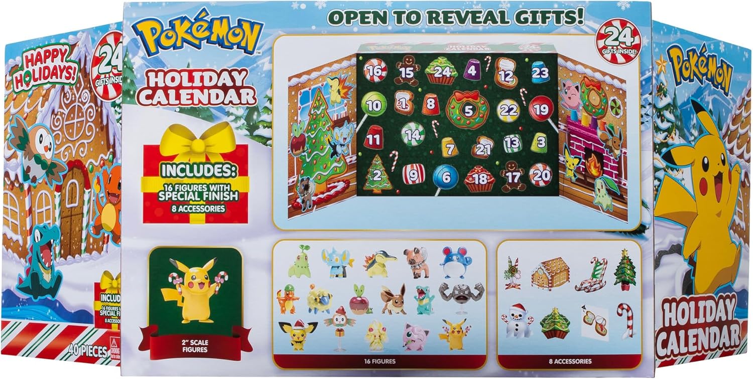Pokémon PKW3066 Holiday Calendar | 24 Exclusive 2-Inch Battle Figures for Collectors