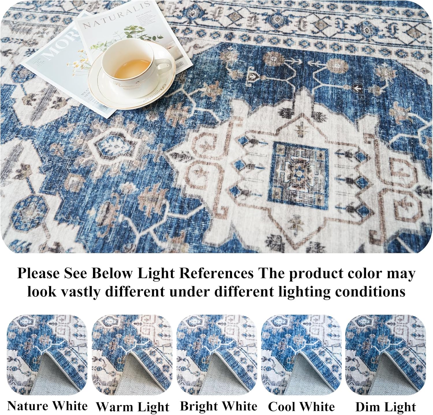 Skiennix Washable Hallway Runner Rug - Ultra Soft Non-Slip Carpet | 2x6 Feet, Blue for Indoor Use