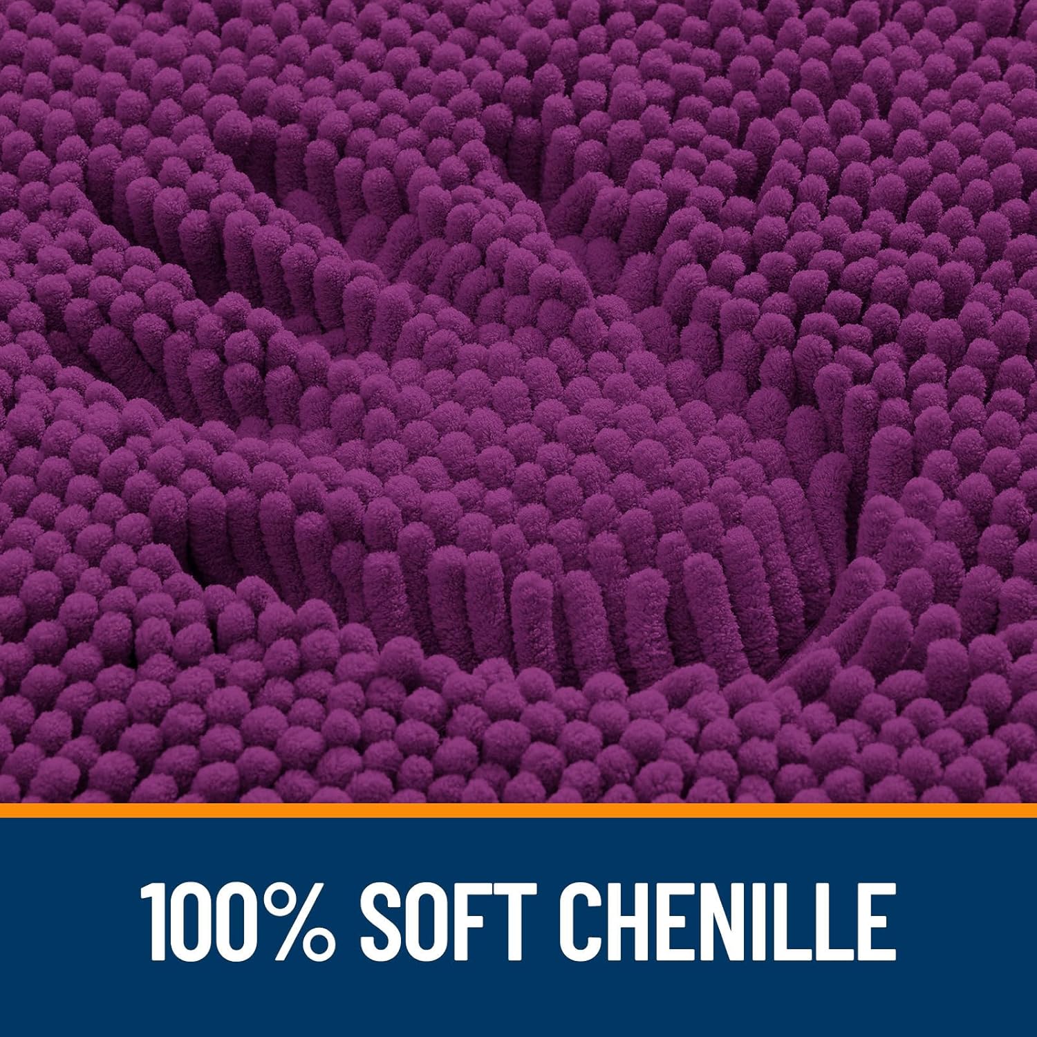 OLANLY Bathroom Runner Rugs - Extra Soft Chenille Bath Mats | 44x24, Quick Dry & Machine Washable, Purple