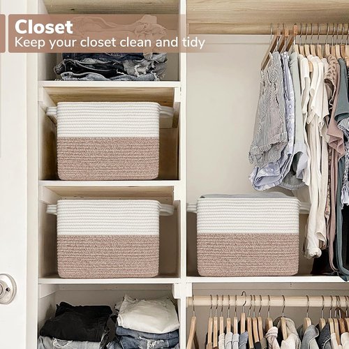 Goodpick Cube Storage Bins - Stylish Woven Baskets for Toys, Clothes & Towels | 13'' x 10'' x 9''