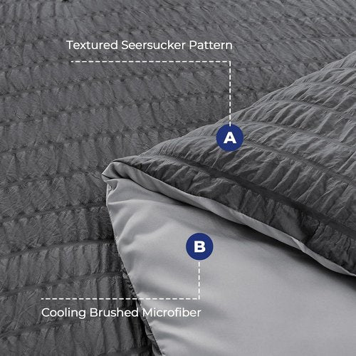 HYMOKEGE Queen Comforter Set - Luxury 7-Piece Bedding Set in Dark Grey/Light Grey | All-Season Comforter, Sheets & Pillowcases