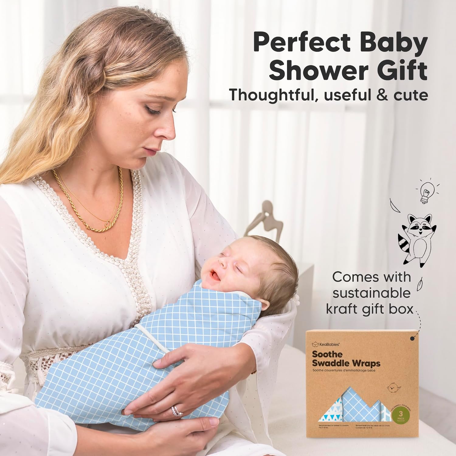 Organic Baby Swaddle Sleep Sacks by [Brand Name] - Soft & Snug for Newborns 0-3 Months | 3-Pack in Storm