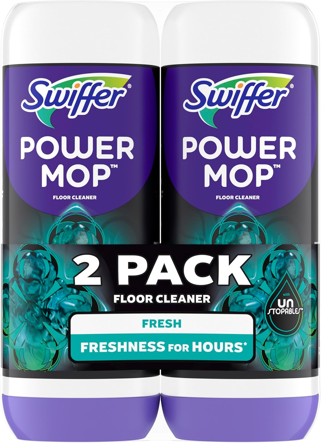 Swiffer PowerMop Floor Cleaning Solution - Unstopables Fresh Scent, 25.3 Fl Oz, 2 Pack Refills