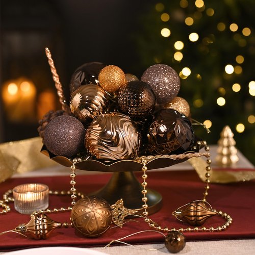 Valery Madelyn 100ct Christmas Tree Decorations Ball Ornament Set, Bronze Copper Brown Gold Shatterproof Hanging Ornaments Bulk for Fall Thanksgiving Autumn Harvest Xmas Holiday Party Decor
