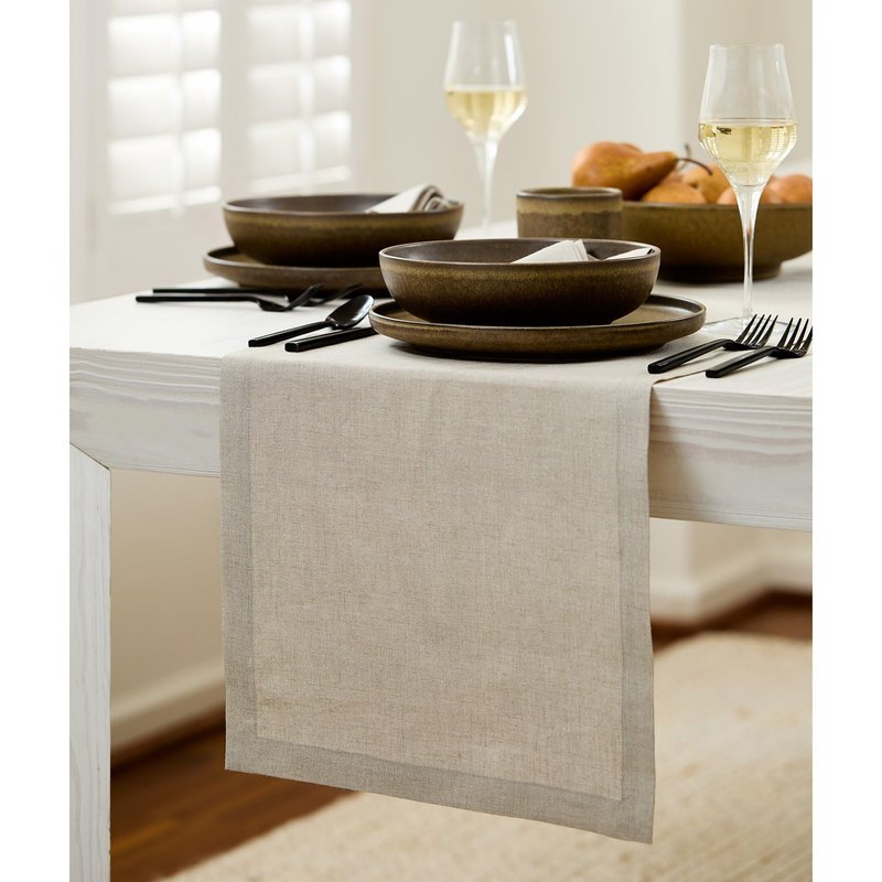 Solino Home Linen Natural Table Runner 144 Inches Long - 100% Pure Linen Extra Long Table Runner 14 x 144 Inch for Spring, Summer, Mothers Day - Fete