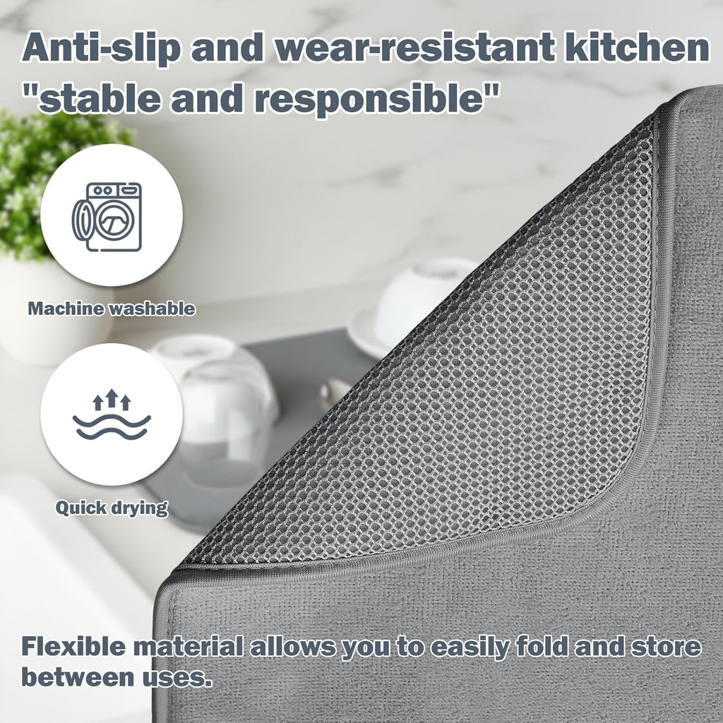 Skiennix Dish Drying Mat - Super Absorbent Microfiber, 16" x 18", 2 Pack | Quick Dry & Machine Washable