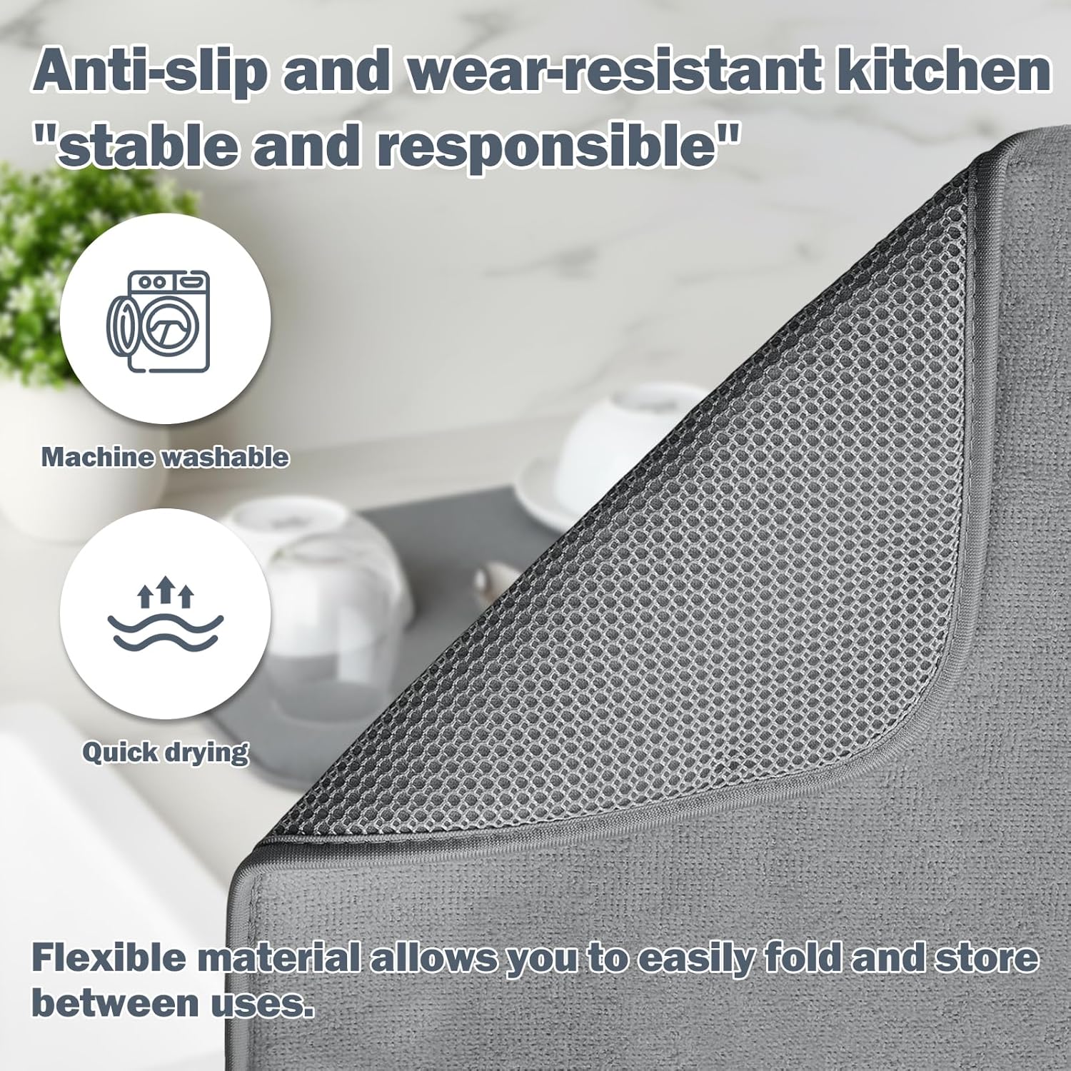 Skiennix Dish Drying Mat - Super Absorbent Microfiber, 16" x 18", 2 Pack | Quick Dry & Machine Washable