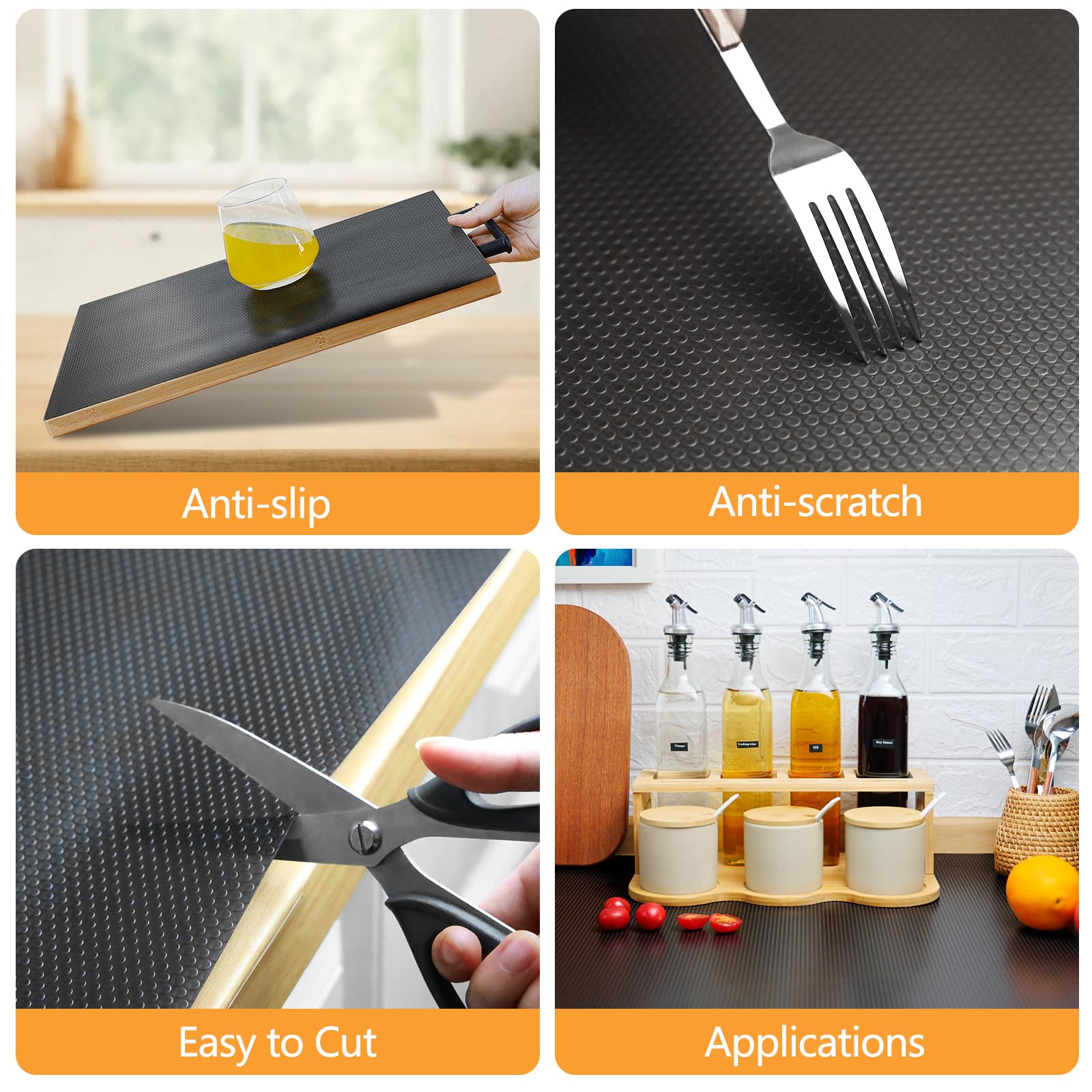 wohomuke Shelf Liners 24 inch x 20 ft Shelf Liners for Kitchen cabinets nonstick Lining Drawer Mats EVA Protector for Cupboard (Translucent Black,24 inch x 20 ft)