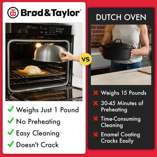 Brod & Taylor Ultralight Baking Shell for Sourdough Bread - No Preheating for Crispy Crust