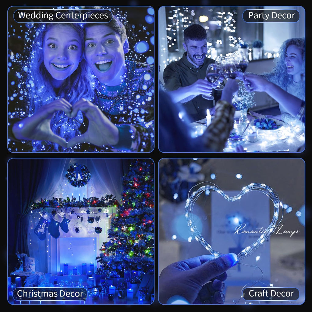 Skiennix 20 Pack LED Fairy Lights - Battery Operated, Waterproof Mini Twinkle String Lights for Weddings & Parties - 7FT, Blue