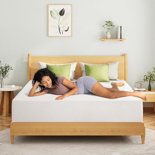 EGOHOME 10-Inch Queen Memory Foam Mattress - Cooling Green Tea Gel for Pressure Relief | CertiPUR-US Certified, 80''L x 60''W, White