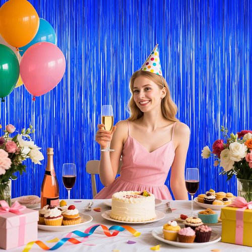 Blue Party Decorations by [Brand Name] - 2-Pack Ocean-Themed Streamers & Tinsel Fringe Curtains for Birthdays, Weddings & Celebrations
