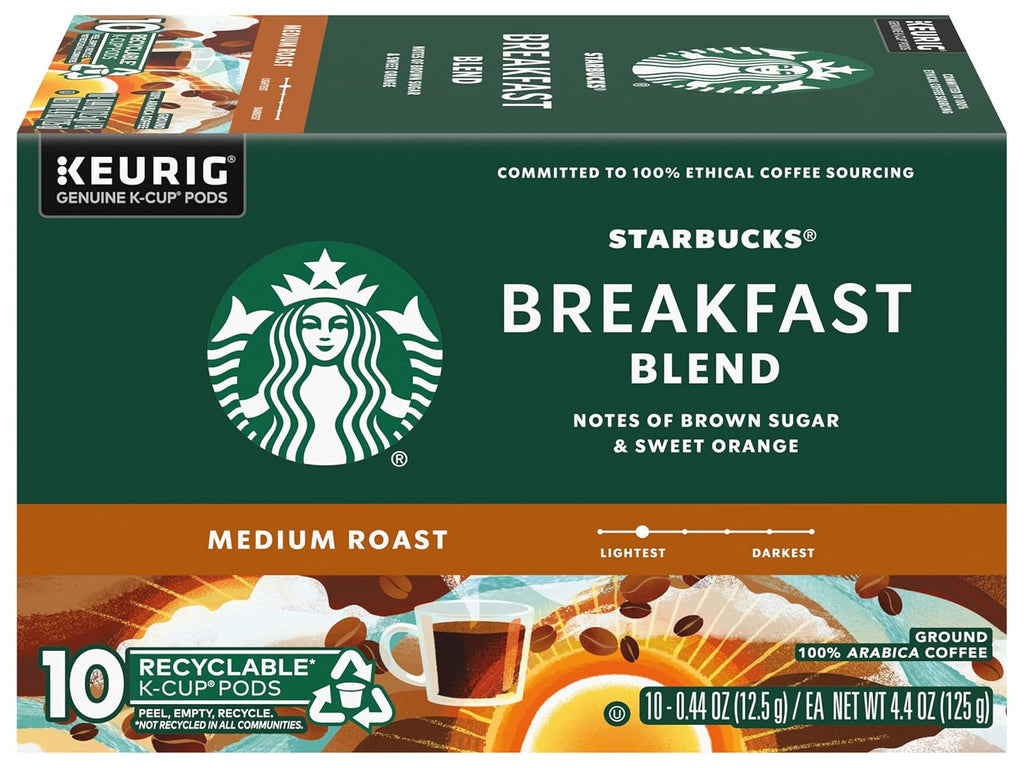 Starbucks Coffee K-Cup Pods - Breakfast Blend Medium Roast for Keurig | 20 Count (2 Boxes)