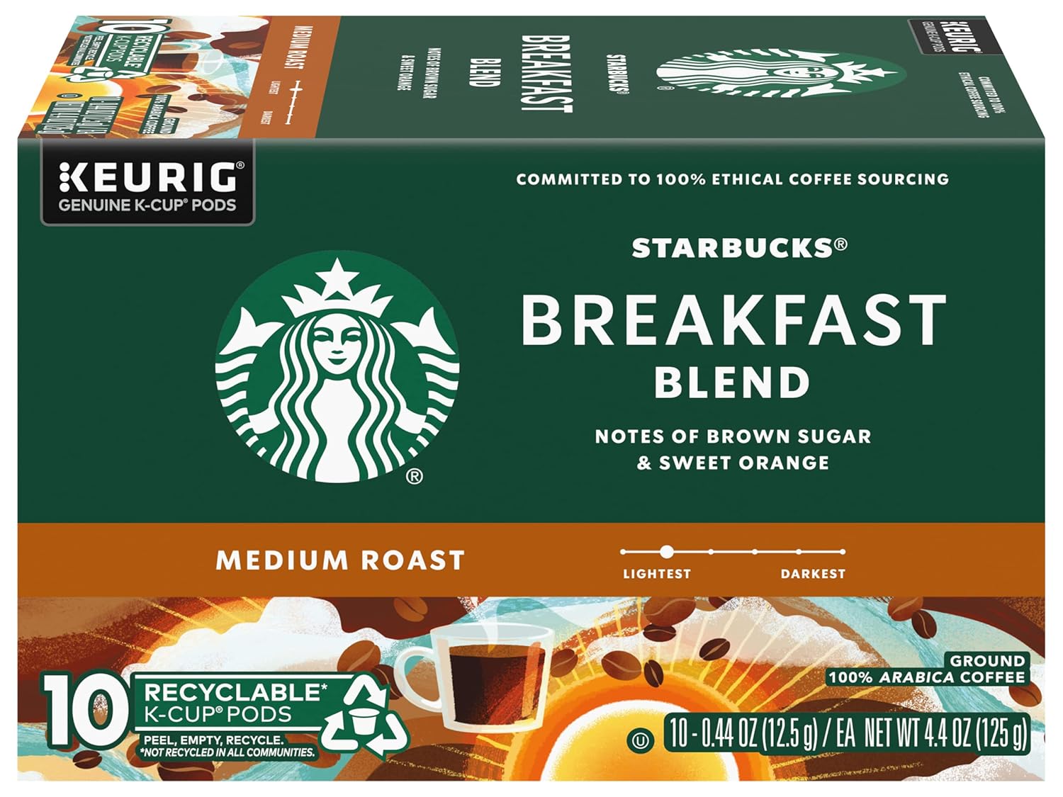 Starbucks Coffee K-Cup Pods - Breakfast Blend Medium Roast for Keurig | 20 Count (2 Boxes)