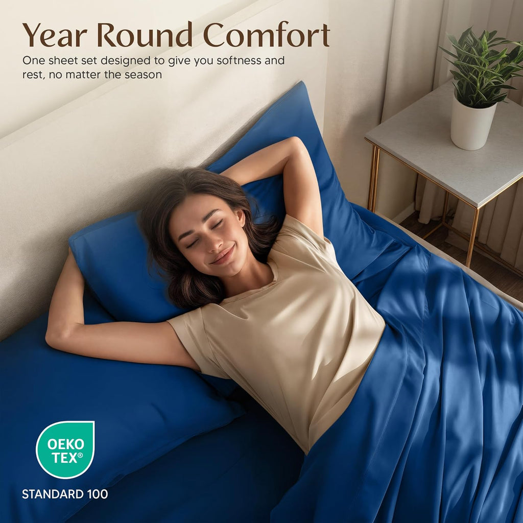 Utopia Bedding King Size Sheet Set - Soft, Breathable Microfiber | 4-Piece in Dusk Blue, Oeko Tex Certified