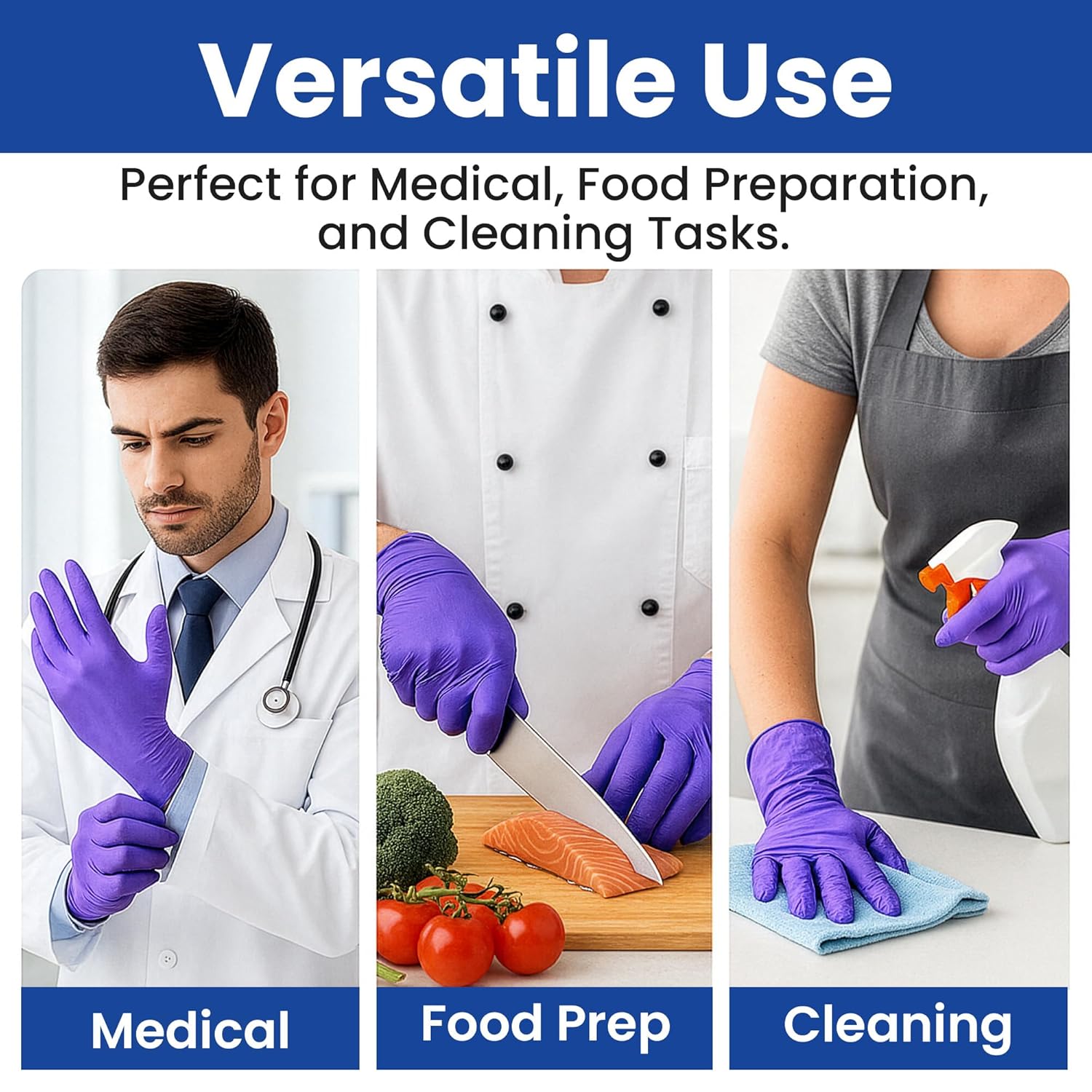 SAFETY USA Nitrile Disposable Gloves - 2000 Pcs, Medium, 4 Mil, Powder-Free & Non-Latex for Medical, Lab, and Kitchen Use