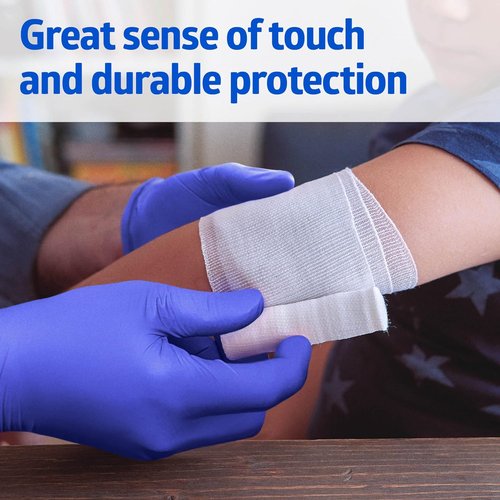Medline FitGuard Touch Nitrile Exam Gloves - Powder-Free, Large, 100 Count | Durable for Medical & Household Use