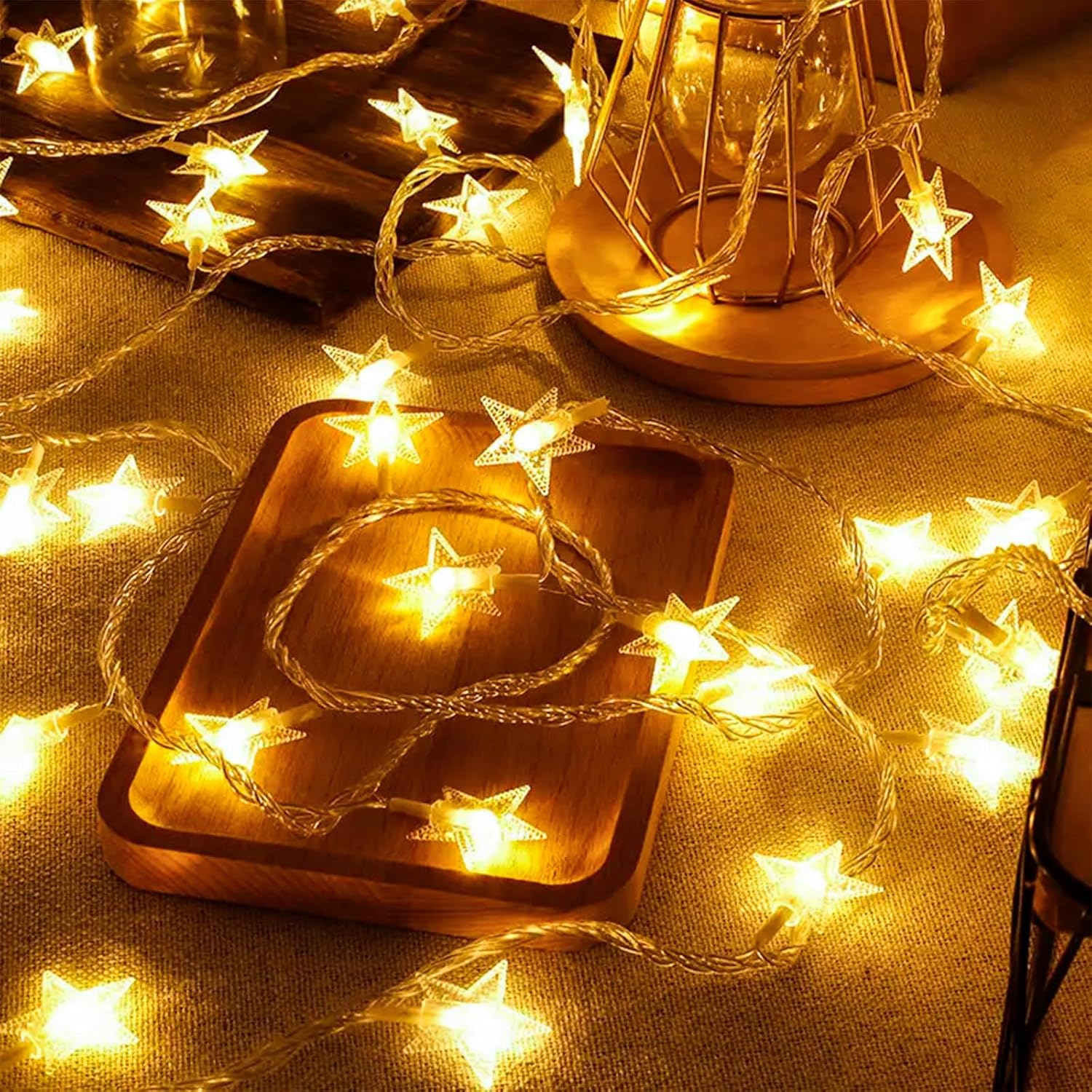 Plun Fairy Star String Lights - 100 LED Waterproof Twinkle Lights with 8 Modes | Warm White for Indoor Decor