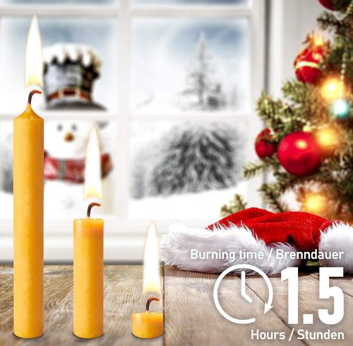 BRUBAKER 100% Beeswax Tree Candles - Honey Colored - Pack of 20 - 3¾ x ½ Inches (9.5 x 1.27cm) - European Made