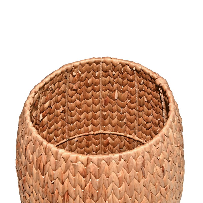 happimess SSL1001A Colt 21.06" Coastal Bohemian Handwoven Hyacinth Barrel Wicker Storage Basket with Lid End Table,Natural Side Table for Decoration in Bathroom, Bedroom, Living Room