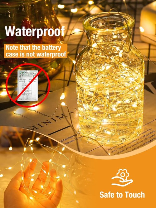 Btfarm Fairy Lights - 50 LED Battery Operated Twinkle String Lights | 16FT Waterproof with Timer & 8 Modes - Warm White