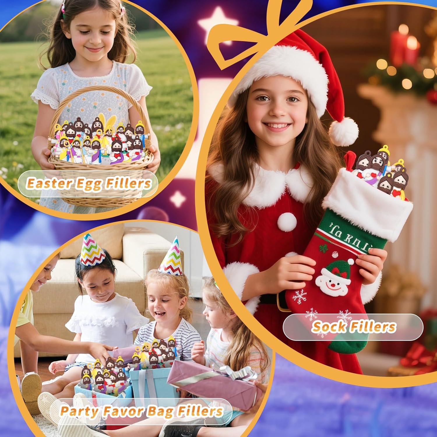Skiennix Mini Jesus Figurines - 60PCS Easter Basket Stuffers | Tiny Pocket-Sized Jesus Figures