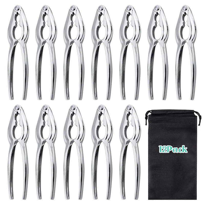 Nut Crackers for Crab Legs - 12 Pack Crab Leg Crackers, Zinc Alloy Nut Crackers and Picks, Premium Seafood Tool Kit, Food-Grade Stainless Lobster Crackers