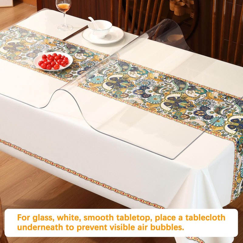 28 x 120 " Clear Plastic Dining Table Protector Tablecloth Desk Pad Mat Wooden Furniture Coffee End Bar Pub Banquet Dinner Table Cloth Top Protection Countertop Cover Waterproof Rectangular PVC Vinyl