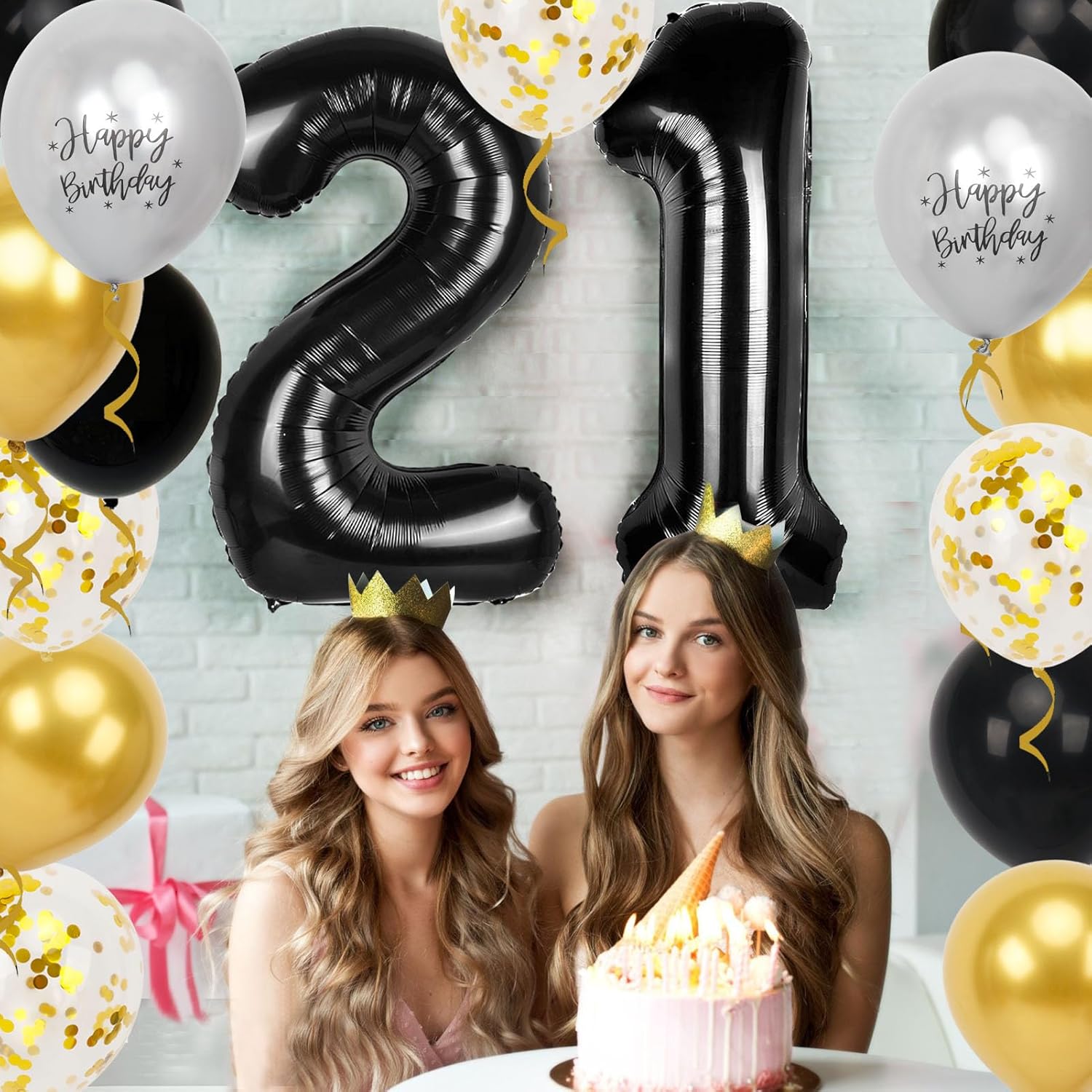 Skiennix 21st Birthday Decorations - 40-Inch Number Balloons & 18 Pcs 12-Inch Balloons | Perfect for Men & Women Parties