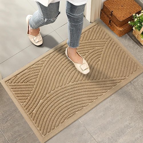 HIYARD Sturdy Front Door Mat - Absorbent, Non-Slip, Stain & Fade Resistant | 29x17 Inches, Beige