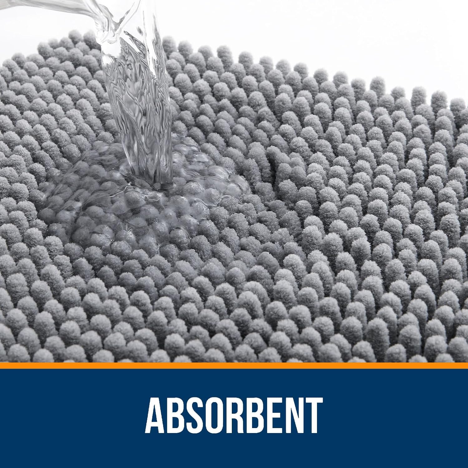 OLANLY Bath Mats Set - Soft Absorbent Chenille Rugs | Non-Slip, Quick Dry, Machine Washable (Grey, 30"x20"+24"x16")