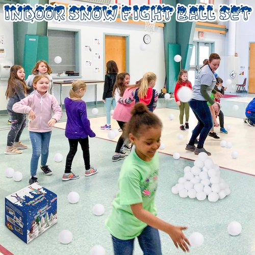 Homiar Indoor Snow Ball Fight Set - 240 Soft Plush Snow Balls for Kids | Realistic Winter Fun