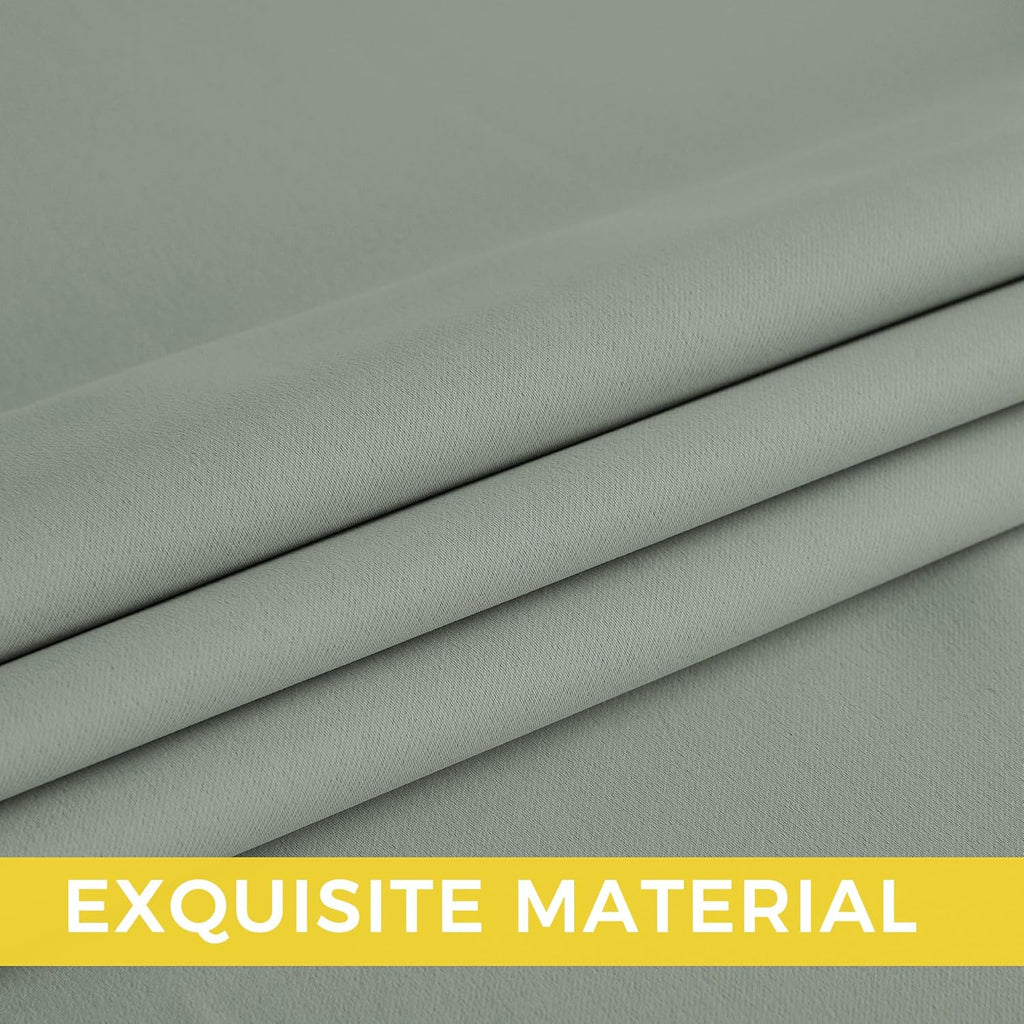 NICETOWN Room Darkening Curtains - Elegant Sage Green Drapery Panels, 52"W x 102"L