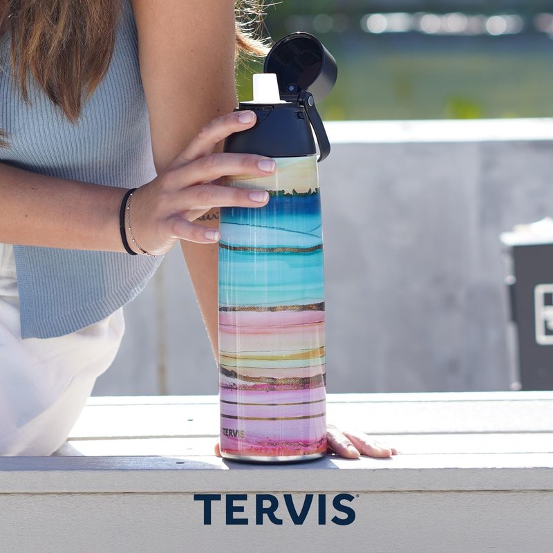 Tervis Venture Water Bottle Kelly Ventura - Summer Garden Made in USA Double Walled Insulated Tumbler Travel Cup Keeps Drinks Cold & Hot, 36oz, Stainless Steel