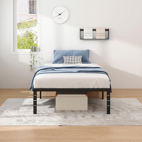 Jetonix Twin Metal Bed Frame - Heavy Duty Sturdy Foundation with Storage Space | Easy Assembly, Black, 12 Inch