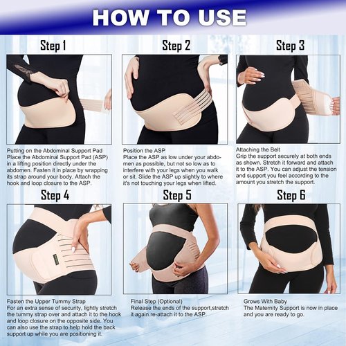 ChongErfei Maternity Support Belt - 3-in-1 Back, Pelvic & Hip Pain Relief | Black, Size L (39.5"-51.3")