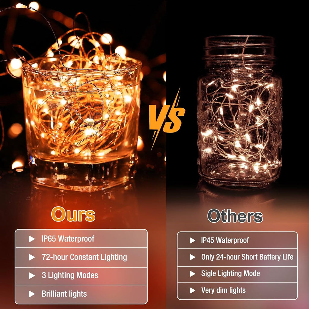 Skiennix 12 Pack Fairy Lights - 7ft 20 LED Battery Operated Twinkle Lights | Waterproof Mini String Lights for DIY Party, Wedding, Christmas - Orange