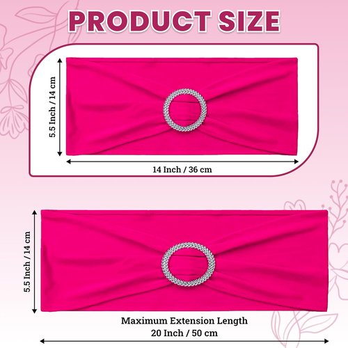 MDS Spandex Chair Sashes - Universal Fit Elastic Stretch Bands with Buckle Slider Bow | Pack of 125 - Magenta