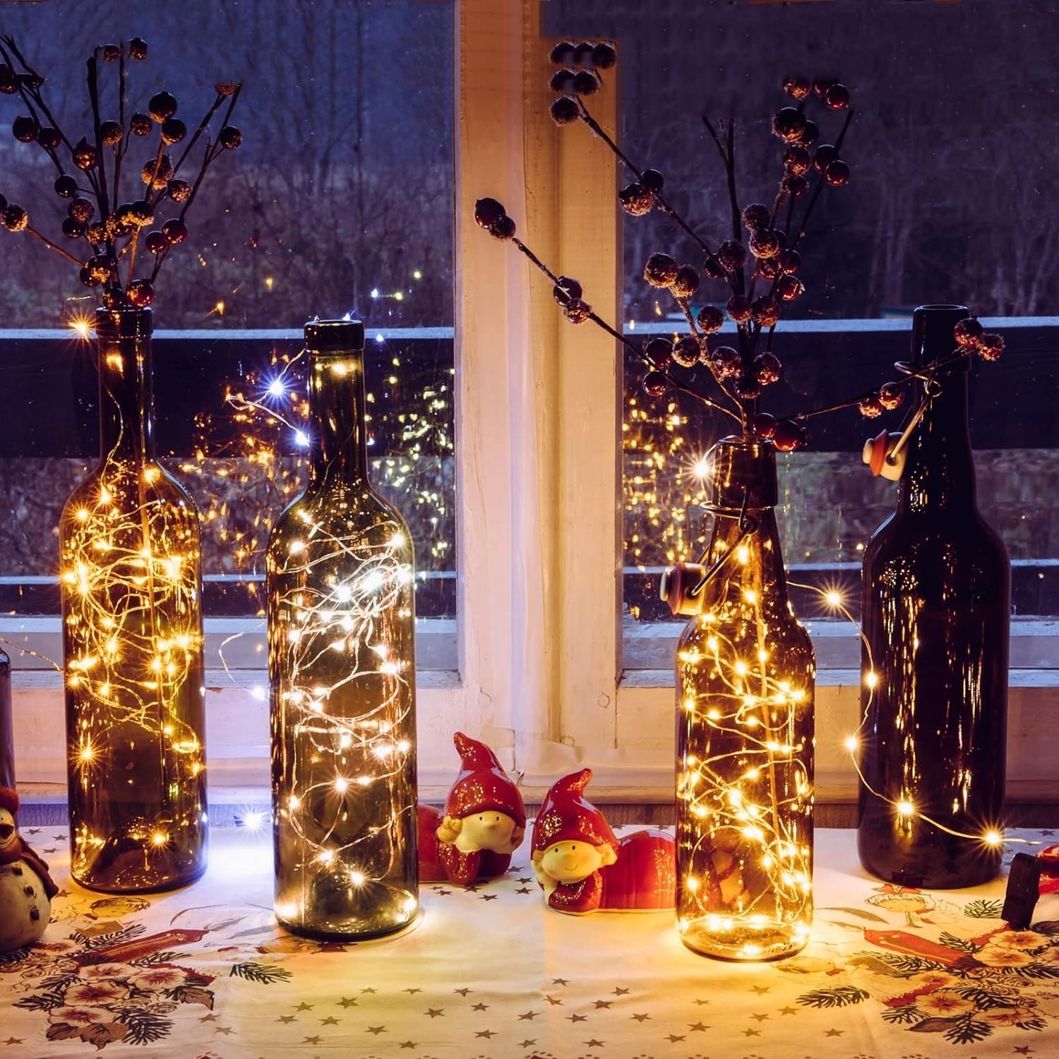 Skiennix 40ft 100 LED Fairy Lights - Indoor Outdoor Twinkle String Lights with Remote & Timer | Warm White