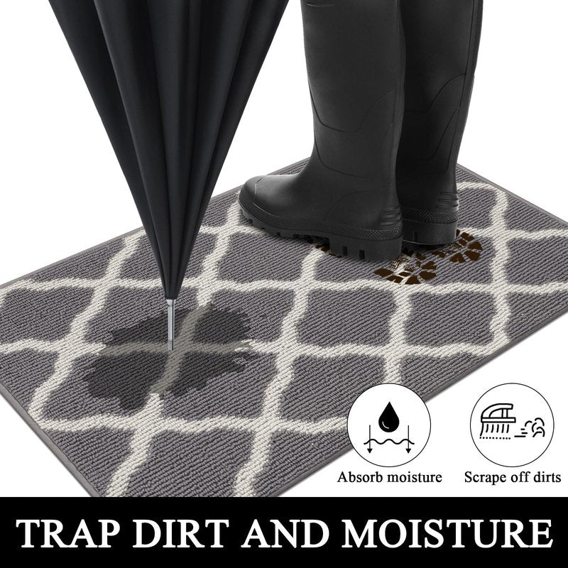 SHACOS Hallway Runner Rugs 2.6x12 ft Long Washable Non Slip Rubber Backing Carpet Runner Dirt Trapper Floor Runner Mats for Kitchen Hall Entryway Living Room, Light Gray