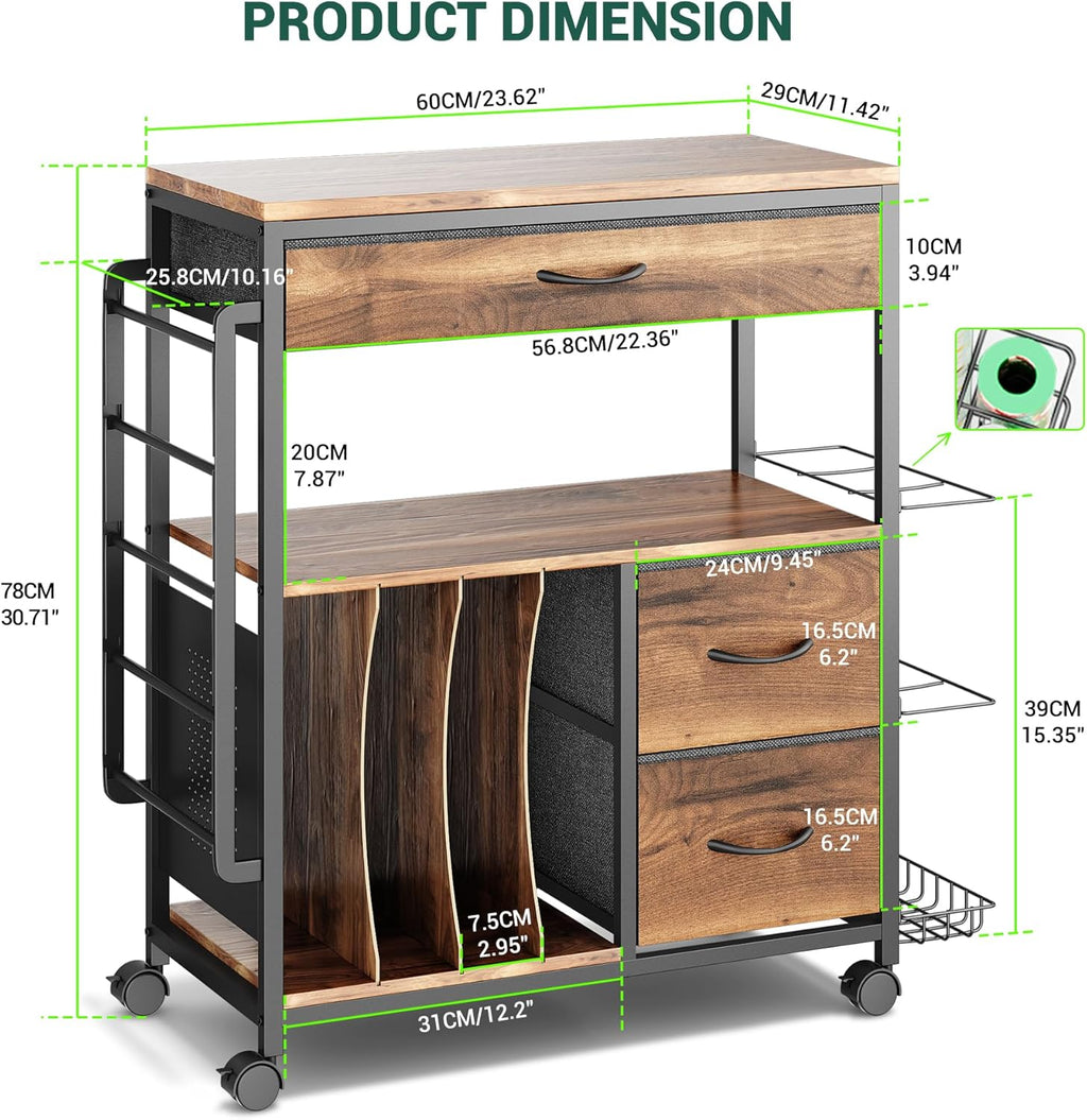 PUNLUXU Wrapping Paper Storage Cart - Rolling Gift Wrap Organizer with Ribbon & Gift Bag Holder | Perfect for Crafts & Christmas