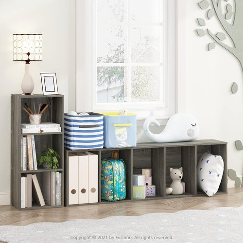 Furinno LUDER Book Shelf - 3-Cube Bookshelf with Open Shelves | Easy Assembly, French Oak Finish, 9.3 x 12 x 31.5