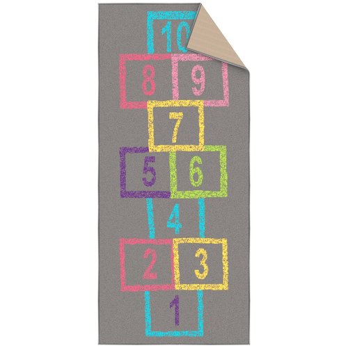 Ottomanson 2'2" x 6' Hopscotch Kids Rug - Play Mat for Playroom, Bedroom, Daycare & Classroom - Fun & Interactive Game Carpet - Durable and Non-Slip - Perfect for Learning & High-Traffic Areas, Pink