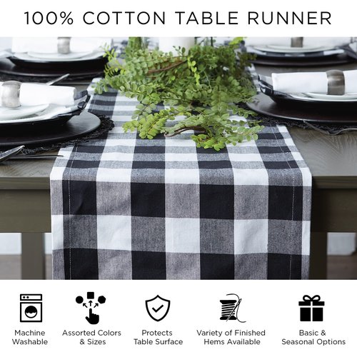 DII Thanksgiving & Fall Table Decoration Autumn Farmhouse Plaid, Table Runner, 14x72, Pumpkin Spice Orange