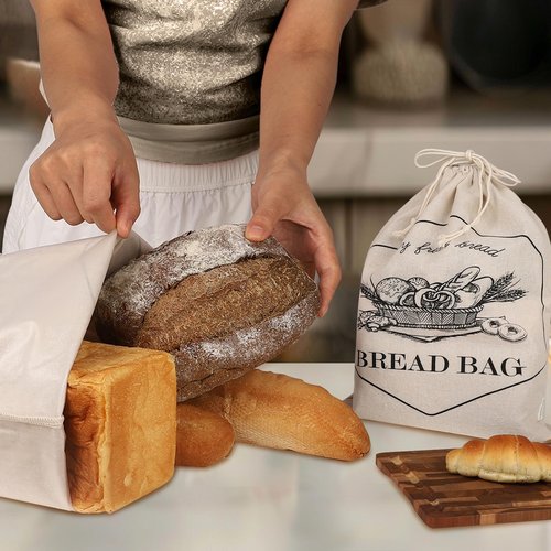 Bread bags for homemade bread with TPU lining, Ljexsvoy sourdough breads bag, and linen bread bag, 2 (13.5 x17.5inch), reusable breads bags,good helper for storing fresh