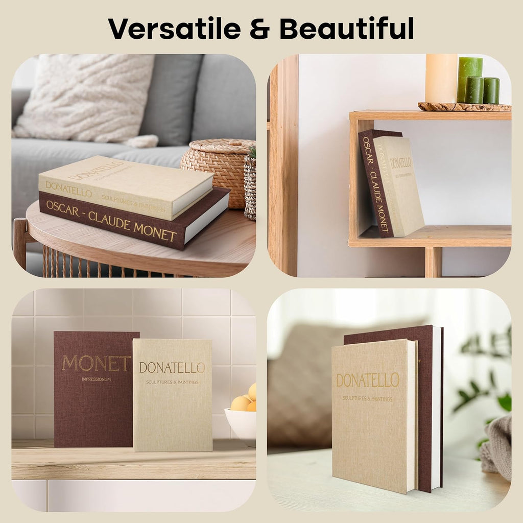 Regine Switzerland Decorative Books - Set of 2 Faux Books with Magnet Closure for Home Decor | Photo Storage & Keepsake Box