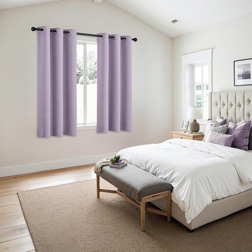 MIULEE Lilac Blackout Curtains - Thermal Insulated Room Darkening Drapes | 63-Inch Grommet Panels