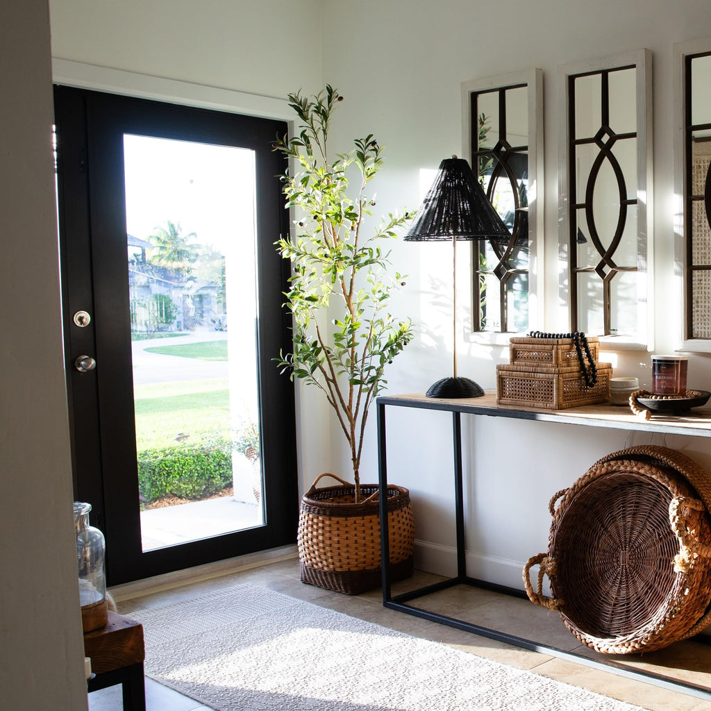 Nearly Natural Olive Tree Artificial Indoor 7FT Tall Silk Faux Olive Tree for Home and Office Decor, Fake Potted Olive Tree with Natural Wood Trunk, Realistic Olive Tree Branches and Lifelike Fruits